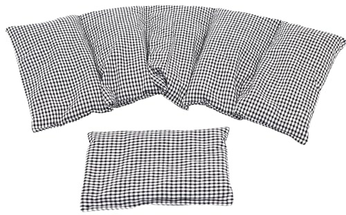 KLEINE KARO Kirschkernkissen 2 er Set 5 Kammer + kleines 51 x 21 cm Körnerkissen Wärmekissen XXL Dinkel Weizen Kältekissen Mikrowelle + Backofen (Schwarz kleine Karo karriert, Dinkel)