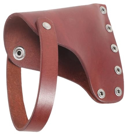 SEWACC Brown Leather Cover Portable Protective Cover for Outdoor Camping with Snap Button Closure