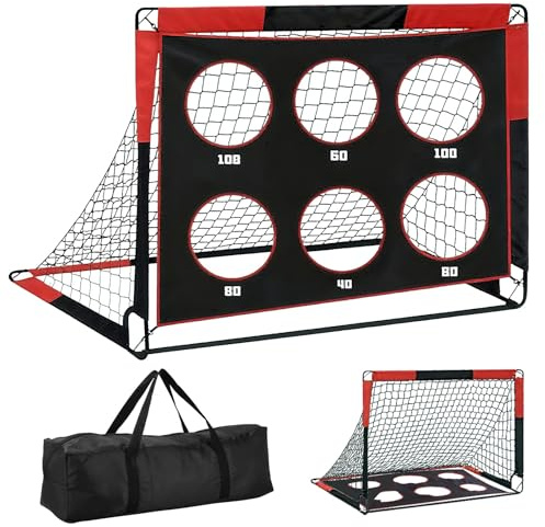 Yoxovo - Porta da calcio per bambini con 6 aree di obiettivo, 150 x 120 x 120 cm, portatile e robusto, per sport all'aria aperta e allenamento di calcio
