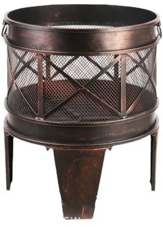 Braciere Rotondo, braciere Rustico in Ferro arrugginito per Patio, Cortile, Barbecue,A01