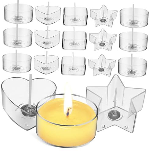 UKCOCO Set con per Fai da Te in Trasparente Portacandele Forme Rotonde e Quadrate Base Stabile Tealight per Progetti Creativi