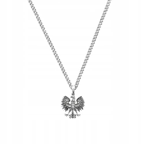 Ulex Premium 925 Sterling Silber oxidierte Halskette mit polnischem Adler Anhänger Panzerkette Herrenschmuck Damen robust edel patriotisch