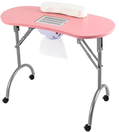 Rosa Multifunktionaler Nageltisch Mit Integriertem Ventilator, Professionelle Maniküre Station Mit Höhenverstellung Und Schubladen Für Salon Und Privatgebrauch