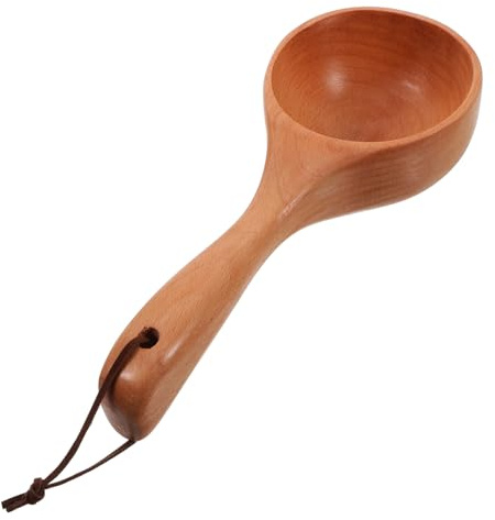 Healifty Louche à Eau en Bois de Hêtre Multi-Usage, Poignée Longue, Résistante la Déformation, pour Sauna et Salon, Accessoire Pratique pour Fruits et Légumes