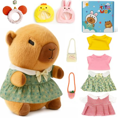 TITQWOP 9-pc Capybara Plush Set Suitable for Kids Girls Cute and Soft Capybara Plush Stuffed Animal that Can Be Casually Matched | Cute and Soft, Stuffed Animal, Can Be Casually Matched, Gift Box for Kids