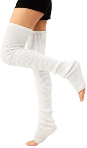 SUMCNU Jambiere Femme Leg Warmers Guêtres Femme Confortable Et Chaude Idéale pour Le Yoga La Danse Classique Le Fitness Les Sports de Plein Air Voyages Trajets Quotidiens 90 Cm Blanche