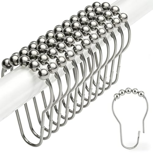 Sertay 36 Pezzi Anelli Tende Metallo, Sistema Scorrevole Sospensione Tenda Doccia, Clip Tende Universali Bagno, Può Essere Utilizzato per Appendere Tende, Tende per Porte Tenda da Doccia (Argento)