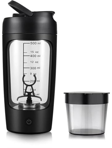 Buhdjfnke Botella Mezcladora de Proteínas Eléctrica, Portátil, Recargable, 1200 MAh, Mezcladora Automática, Mezcladora, Color Negro