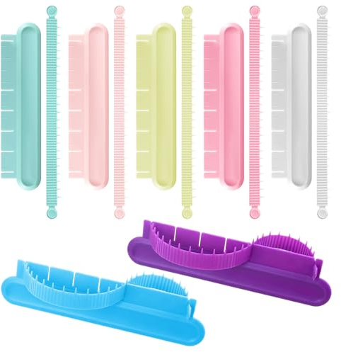 Huakaile 7 Packs Adjustable Cake Arch Guide Tool with Graduated Scale, Fondant Flip Cake Arc Ruler Marker Stencil, Swag Templates Measure Aid Divider for Decorating Baking Ruffle Art (Multi-Color)