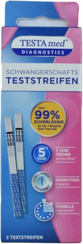 TESTA med DIAGNOSTICS Schwangerschaftstest Teststreifen 2 Stück, über 99% zuverlässig ab der Fälligkeit Ihrer Periode, eindeutiges Ergebnis innerhalb von 5 Minuten (Packung mit 5)