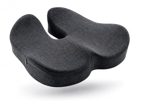 Cuscino Ergonomico Seduta Memory Foam, Supporto Coccige con Scarico Centrale, Base Antiscivolo e Fodera Sfoderabile, per Sedia Ufficio Auto Casa Carrozzina