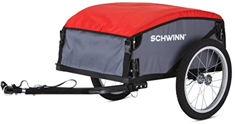 Schwinn Daytripper Bike Cargo Trailer, Holds up to 100 lb, Universal Coupler, Folding Frame, Quick-Release Wheels, 16-Inch Air-Filled Tires, Interior D-Rings, Schwinn Bike Trailer for Carrying Cargo