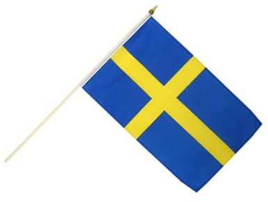 Flaggenfritze Stockflagge Schweden 30 x 45 cm - handlich zum Schwenken, Dekorieren und Flagge zeigen