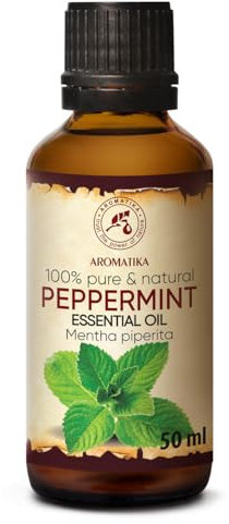 Pfefferminzöl Ätherisches Öl 50ml - Mentha Piperita - Minzöl für Guten Schlaf - Stressabbau - Sauna - Körperpflege - Entspannung - Massage - Spa - Raumduft - Aroma Diffuser - Duftlampe