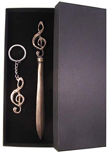 Wilde Notenschlüssel Bronze Schlüsselanhänger und Brieföffner Set