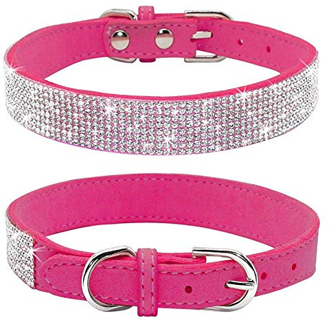 haoyueer Hundehalsband mit Strasssteinen, glitzernd, weiches Wildleder, für Hunde und Katzen