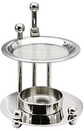 NKlaus Encensoir Ø 9cm Laiton nickelé Encensoir argenté Support d'encens réglable en Hauteur pour encens résines sur Bougie Chauffe-Plat 2759