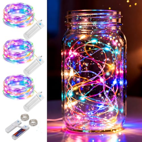 ZNYCYE Fairy String Lights - 3 Pack 50 LED Fairy Lights with Timer (8.2ft), 7 Modes Christmas Decorations Waterproof LED Lights, Battery Fairy Lights Operated for Garden Wedding DIY,Mason Jars