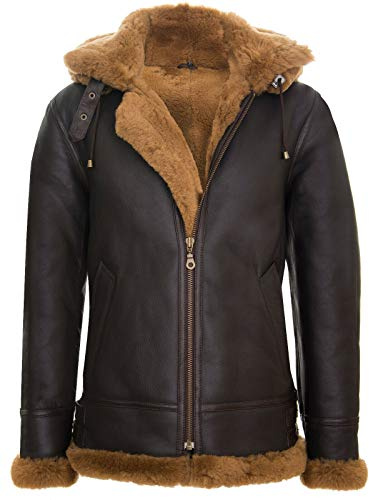 Infinity Leather Herrenjacke Echtleder Schaffell Aviator Piloten Design Bomber B3 Still Braun Ingwer