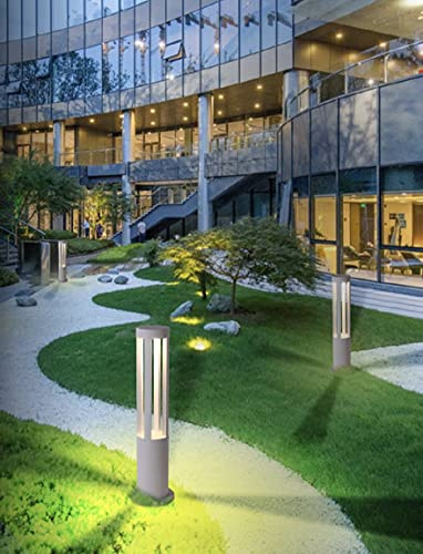 Partenopea® Lampione a led lampioncino lampada illuminazione da esterno palo da giardino prato vialetti e sentieri moderno 15w 1600 lm (Grigio 58,5 cm, Luce calda 3000K)