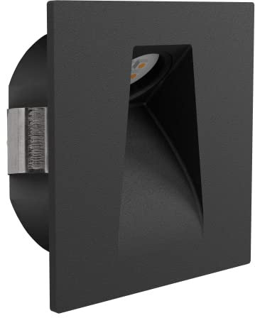 Eglo Recessed spot Light Mecinos, LED Spotlight for Stairs, Black Metal Wall lamp, Warm White Lighting, 3.1 inches
