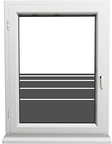 INDIGOS UG Sichtschutzfolie - selbstklebend matt - dunkelgrau - dynamische Streifen - Fenster - für Innen und Außen geeignet - Schaufenster - Sonnenschutz - Fensterfolie - Glasdekorfolie