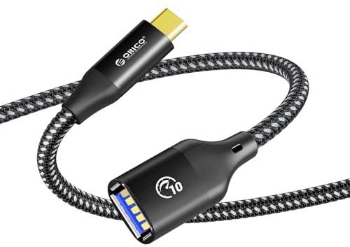 ORICO Verlängerungskabel, Verlängerung Kabel USB 3.1, Lade/Sync-Extender 10Gbit/s, USB Verlängerung C Stecker auf A Buchse, USB Kabel für Flash-Laufwerken, Mäusen, Tastaturen, Hubs, Schwarz, 0,3m