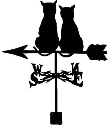 girouette de Jardin Exterieur Toit Metal Chat weatervanes indicateur de Direction du Vent avec Ornement de Chat