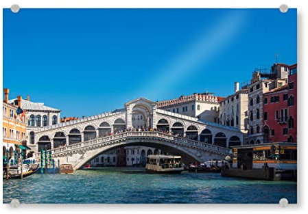 artboxONE Acrylglasbild 45x30 cm Reise Canal Grande und Rialto Brücke - Bild venedig Architektur bauwerk