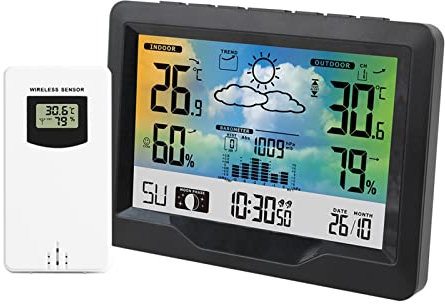 Samnuerly Barometro Manometro Pressione atmosferica Appeso a Parete Stazione previsioni Meteo Termometro Igrometro per Navi Laboratori Famiglie Strumenti Oro
