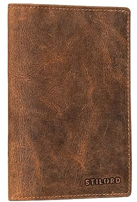 STILORD 'Arthur' Reisepasshülle Leder Reisezubehör Ausweismappe Reisedokumententasche Dokumentenmappe A6 Impfpass Hülle Ausweishülle mit RFID Schutz aus Echtleder, Farbe:Bergamo - braun