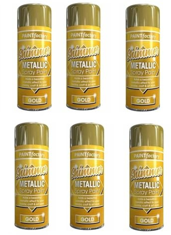 PEBBLE HUG 200 ml Metallic Gold Spray Paint Multipurpose Use Spray For Metal, Wooden Furniture, Interior And Exterior Decoration, Long-Lasting, Shimmering Finish (Pack of 6)
