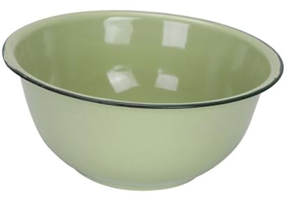 GOOHOCHY Vintage Enamel Basin 20cm Thickened Retro Mixing Bowl Food Storage Soup and Salad Bowl for Household Use