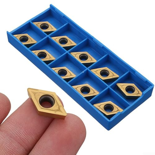 10pcs Carbide Inserts, DCMT32.51 Carbide Inserts CNC Lathe Cutting Tool DCMT11T308 Turning Blades with Storage Box
