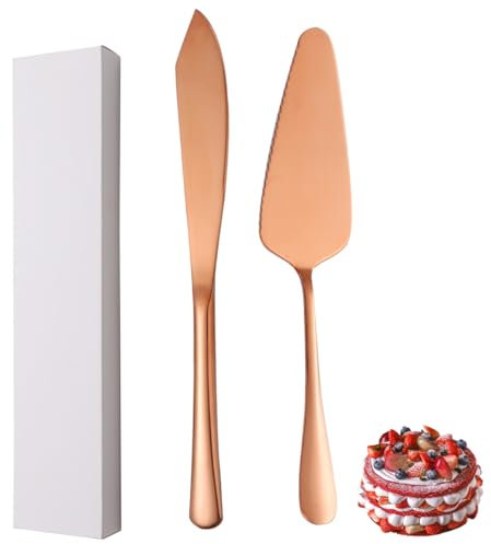 XIAOYU cuchillos de pastel de boda de acero inoxidable y trajes de servicio, trajes de corte de pasteles de boda, fiestas, pasteles de cumpleaños, entrega de novias, aniversario, paquete 2