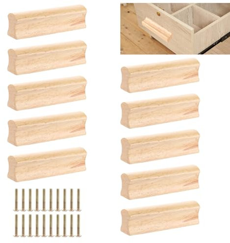 10 Stück Möbelgriffe Holz 64mm Holzgriffe für Schränke Küchengriffe Holz Küchenschränke Griffe Schubladengriffe Holzgriffe Möbel Massiv Schrankgriffe Holz Türgriff für Schränke, Schubladen, Dekoration