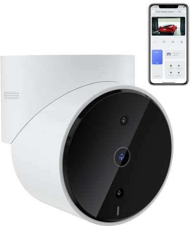 eMylo Smart WiFi Garagentoröffner Controller mit Sensor Indoor Nachtsicht Überwachung Sicherheitskamera Fernbedienung Garagentor Öffnen/Schließen Echtzeit-Benachrichtigungen Kompatibel mit Alexa