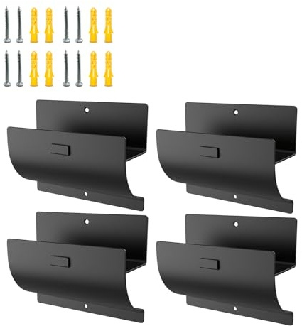 Juformin Robuster Leiteraufhänger, Wandhalterung, Leiterhaken für Leiter, Aufbewahrung, Schubkarrenaufhänger für Garagenwand, 4 Stück