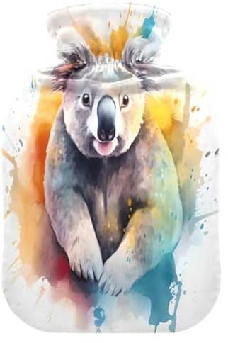 Wärmflasche mit süßem Faultier, Aquarell, weich, warm, für Winter, Bett, Hand, Hals und Schultern, 2 l