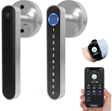 Eseesmart Serratura per porta con impronte digitali, serratura intelligente con controllo app codice, tastiera digitale elettronica biometrica Bluetooth per camera da letto, porta d'ingresso, casa