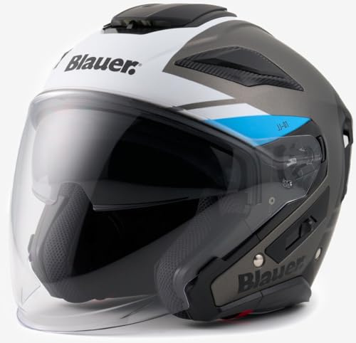 Blauer JJ-01 Jethelm, grau matt/blau, L (58/60)
