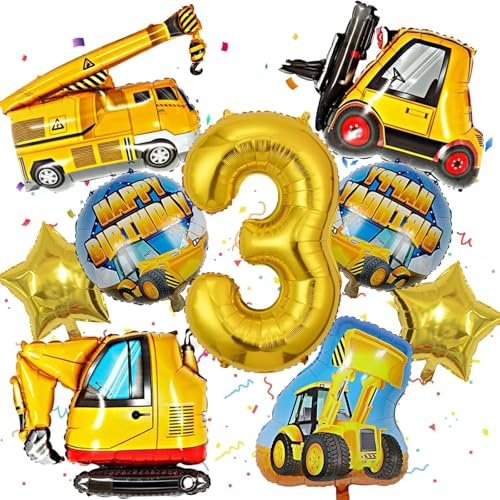 Bagger Luftballon 3 Jahre Jungen Kindergeburtstag Deko Bagger Kinder Folienballon Birthday Decorations Party Geburtstagsdeko Baustelle Thema Traktor Geburtstagsparty-Geschenke