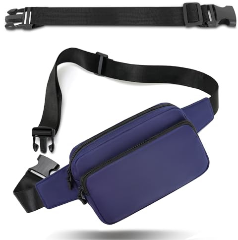 Bauchtasche Gürteltasche Hüfttasche mit Einem 30 cm Verlängerten Gürtel Unisex Modern Umhängetaschen Handytasche für Outdoor Reise Wandern Hundetraining Damen und Herren (Dunkelblau)