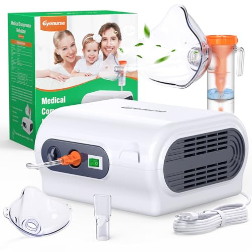 Inhalationsgerät Maschine für Erwachsene und Kinder, Kompressor Inhalator mit Mundstück & 2 Masken &Tubing, kompakte Inhaliergerät mit Kompressor-System für die Behandlung der Atmung