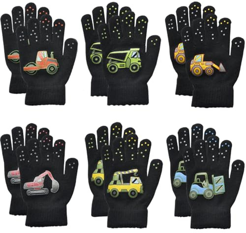 ZDQC 6 Paar Winterhandschuhe,Kinderhandschuhe, Stretchhandschuhe, Handschuhe, gestrickte Vollfingerhandschuhe, gestrickte Handschuhe, täglicher Gebrauch (C)