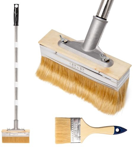 7'' Decking Paint Brush with Long Handle, Deck Stain Applicator | Deck Stain Applicator, For Wooden Floor, Fence Wall Furniture, Deck Coatings, With 3 Paint Brush