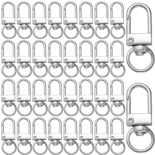30 PCS Metal Swivel Lobster Clasps, Silver Lanyards Snap Hooks, Lobster Clasp Keyring for Backpack Charms Jewelry Making Purse Bags Keychain Connector DIY Art Crafts