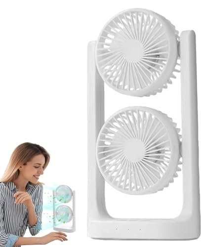 Desk Fan – Personal Ventilator USB Fan | Compact Rechargeable Tabletop Ventilator | Adjustable Speed Oscillating Desk | Ultra-Quiet High-Velocity Ideal For, Home, And