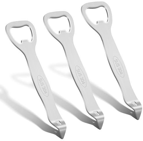 Bottle and Can Opener 3 Pack, Beer Soda Bottle Cap Openers Stainless Steel Manual Handheld Can Openers, Silver
