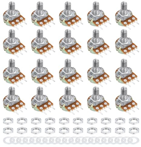 sourcing map 20 Pack WH148 Potentiometer B1K Ohm Single-Joint Variable Resistors 3 Terminals Linear Taper Rotary for Audio Volume Control